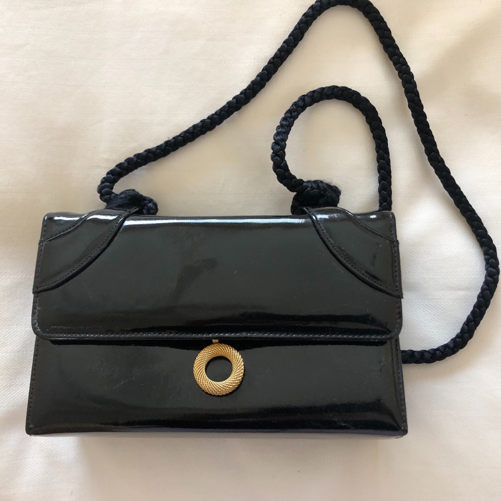 patent leather shoulder bag